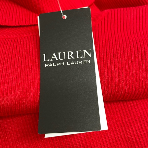 Lauren Ralph Lauren Petite Ribbed Turtleneck Sweater Red - Picture 4 of 5